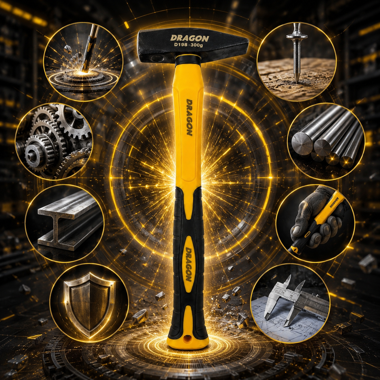 جکوجی ماشینیست ٣٠٠ گرام DRAGON D198  / جكوج 300G Machinist Hammer DRAGON / Dragon / D198 · جکوجی · ماشینیست · ٣٠٠ · گرام · dragon · d198 · جكوج · 300g · machinist · hammer — وێنە 8