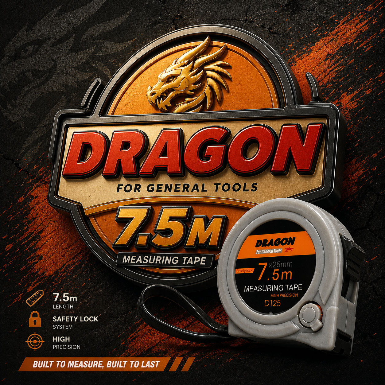 فووتەی پێوانە ٧.٥ مەتر DRAGON D125 / متر قياس 7.5 متر DRAGON D125 / Dragon / D125 · فووتەی · پێوانە · مەتر · dragon · d125 · متر · قياس — وێنە 3