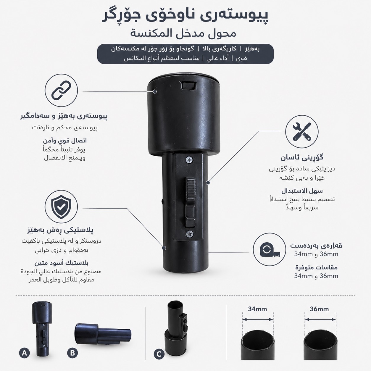 دەخولی کیسکی کارەبا بچووک 34mm و 36mm / دخولي مكنسة صغير 34mm و 36mm / 634 · دەخولی · کیسکی · کارەبا · بچووک · 34mm · 36mm · دخولي · مكنسة · صغير — وێنە 3